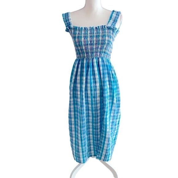 Nicholas Plaid Smocked Apron Dress Size 4 - Picture 5 of 6